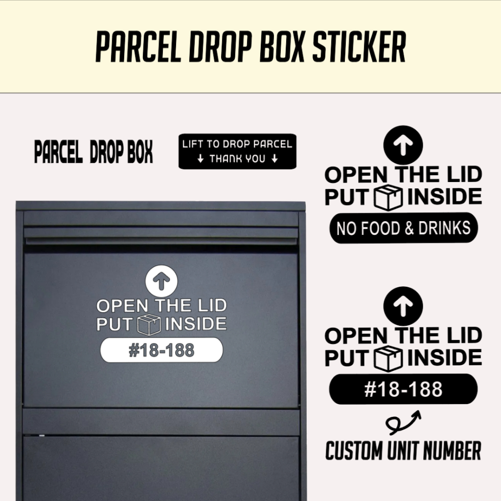 [SG] Parcel Drop Box Sticker Signage Sign Package Mail Leave Parcel ...