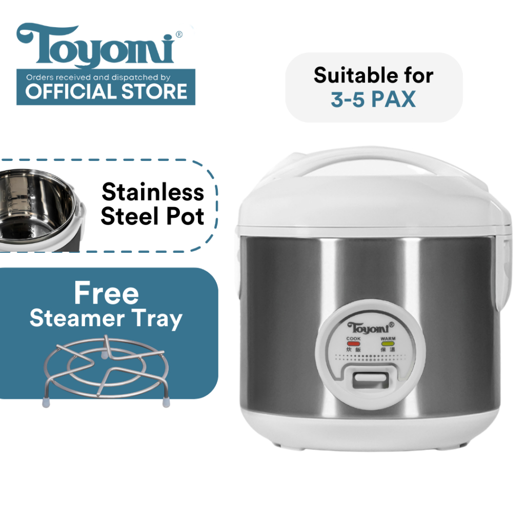 BACK IN STOCK TOYOMI 0.8L Electric Rice Cooker Warmer with Stainless Steel Inner Pot RC 801SS Shopee Singapore