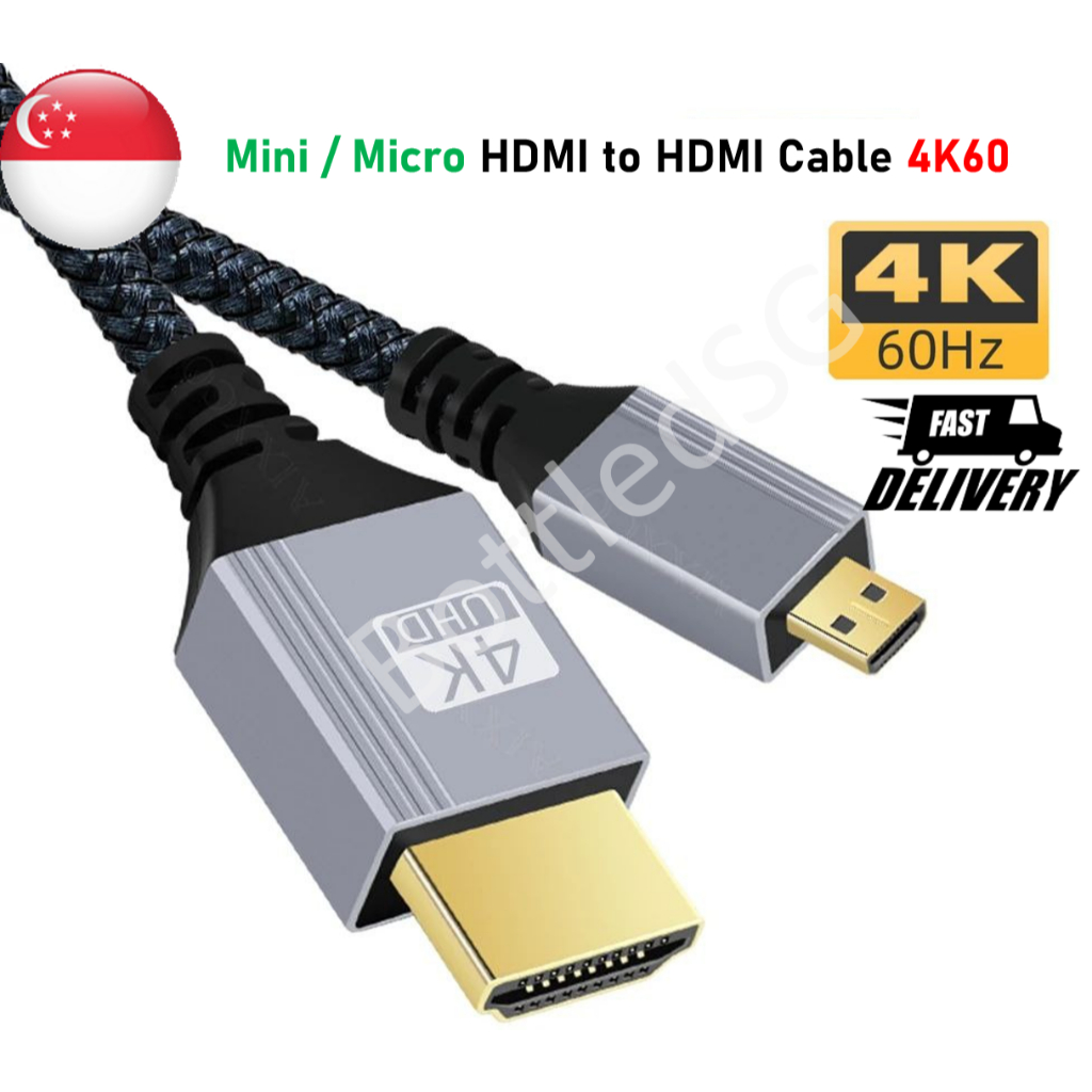 SG Local Seller Micro Mini HDMI to HDMI 2.0 4K60 Cable Shopee Singapore