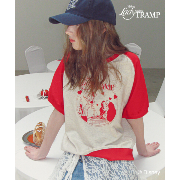 [RONRON] RAGLAN ADORABLE LADY AND THE TRAMP スエットシャツ★ RONRON】RAGLAN ADORABLE LADY AND THE TRAMP 2色☆送料込