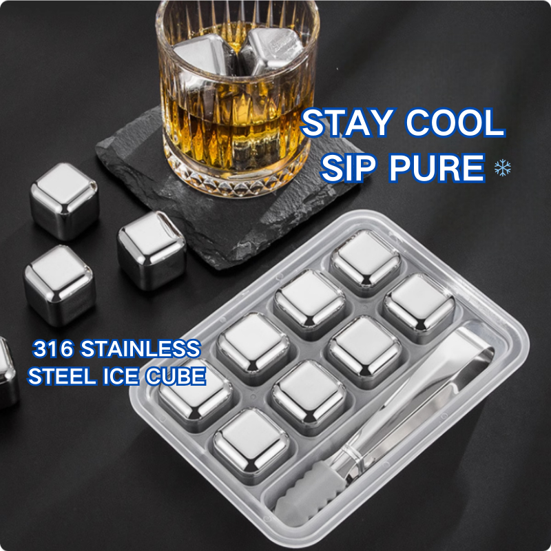 [SG Stock] 316 Stainless Steel 6 Pcs Ice Cube set Reusable & Plastic ...