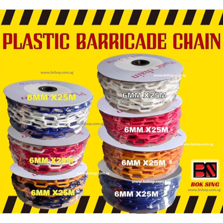 PVC CHAIN/ PLASTIC BARRICADE CHAIN/ COLOUR CHAIN 25MTR | Shopee Singapore