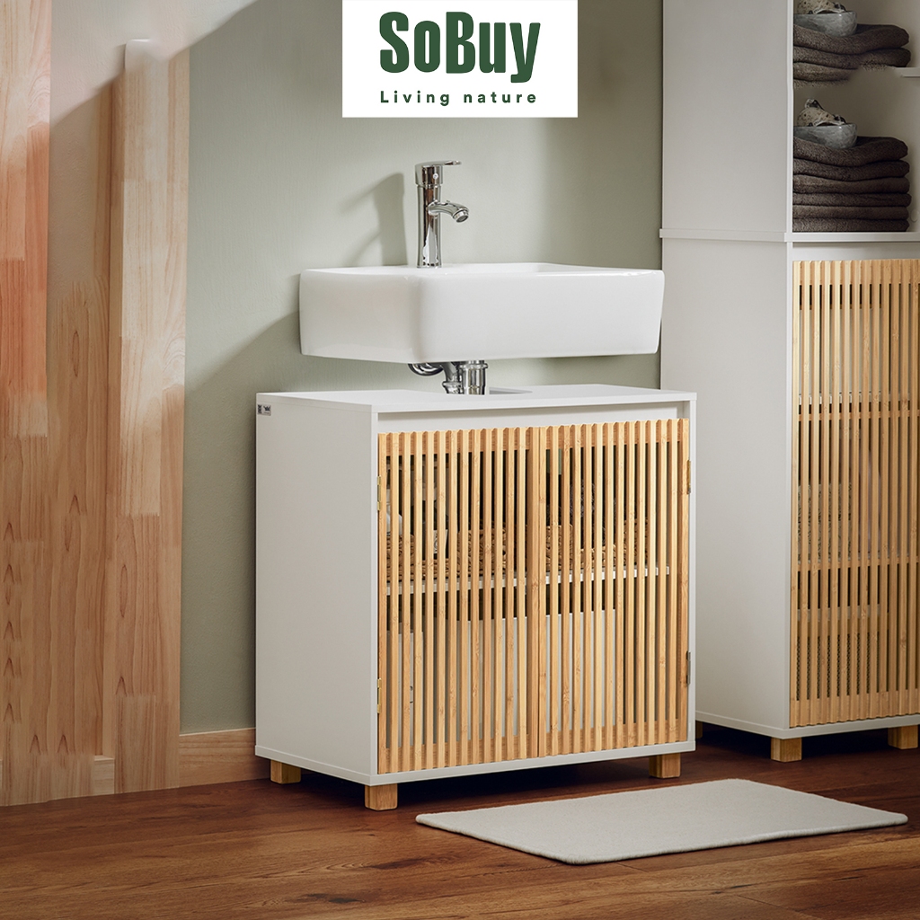 (SG STOCK) SoBuy BZR125-W, Under Sink Cabinet Bathroom Vanity Unit ...