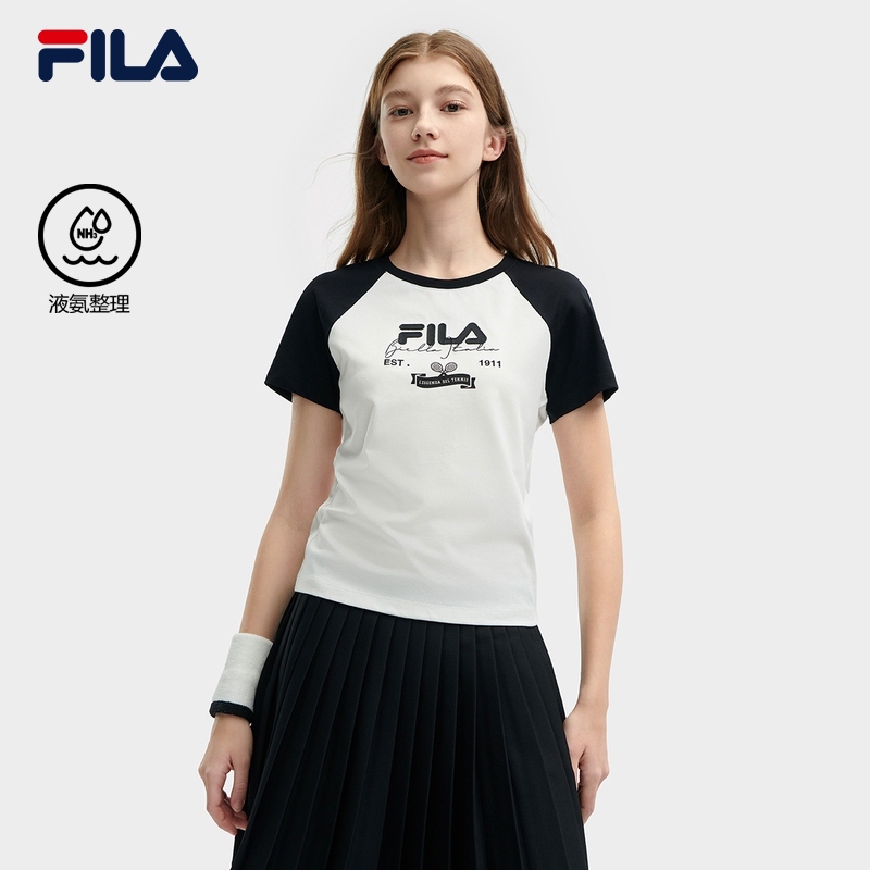 FILA CORE WHITE LINE FILA ORIGINALE Women Short Sleeve T shirt in Black Shopee Singapore
