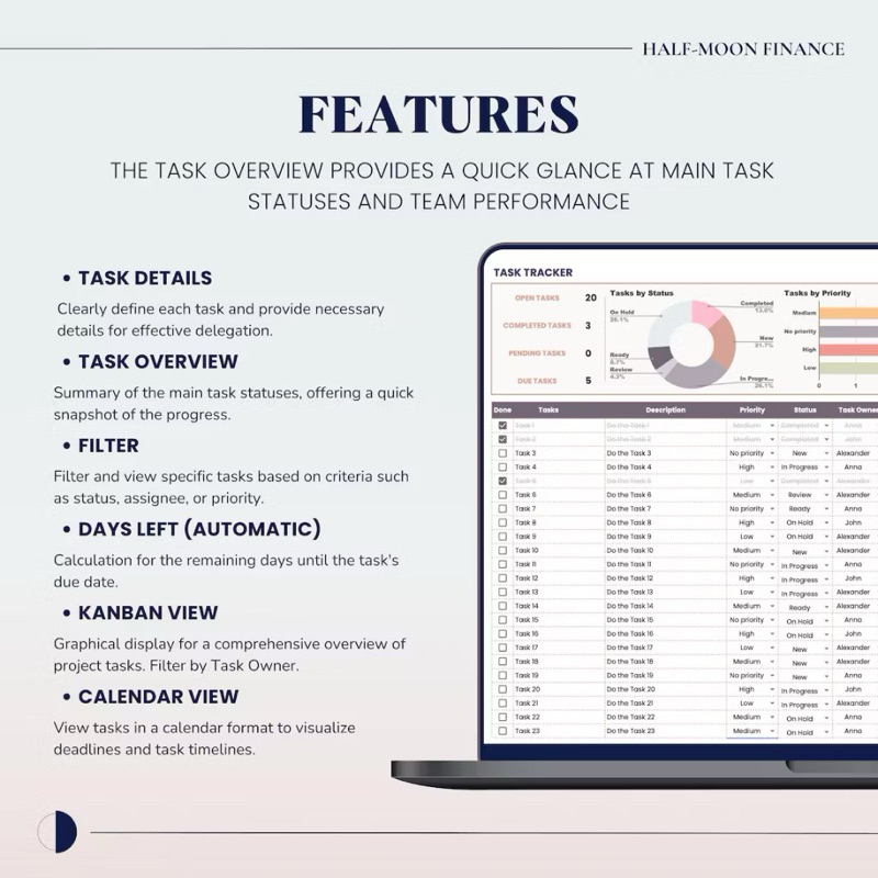 Task Tracker with Kanban Board Google Sheets Template, Team Project ...