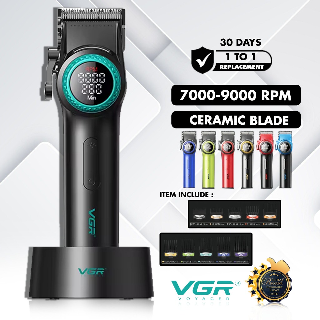 VGR V-001 Premium Professional Saloon Series Hair Clipper 7000-9000 RPM ...