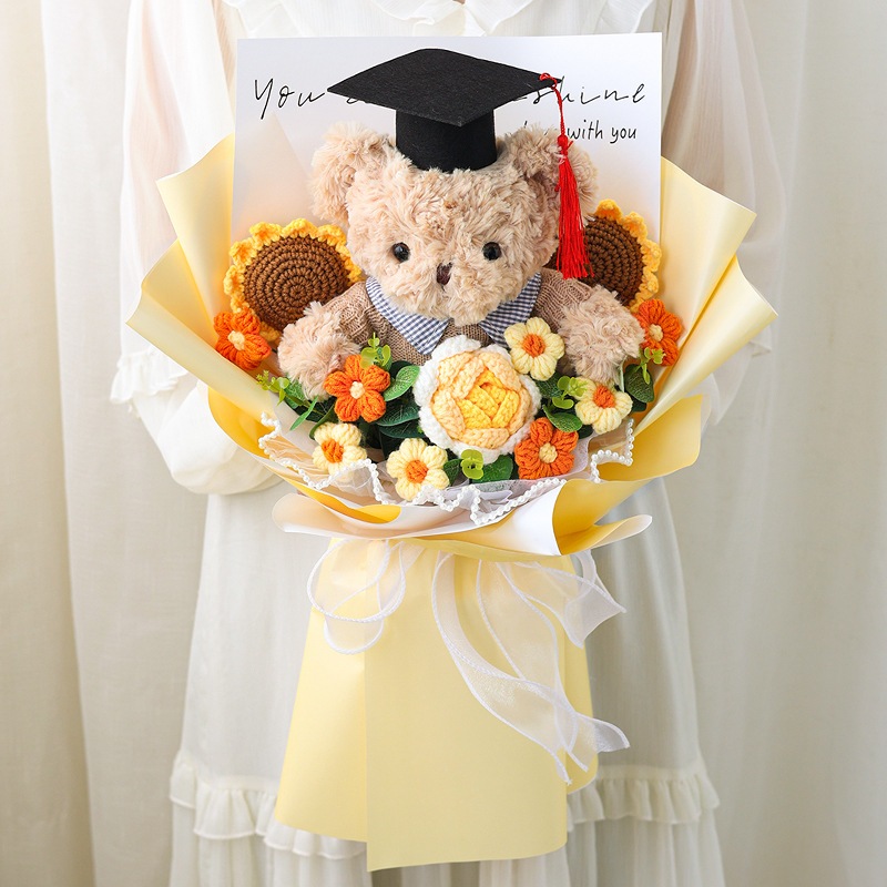 Graduation Bouquet Crochet Flower Bouquet Handmade Knitted Flower ...