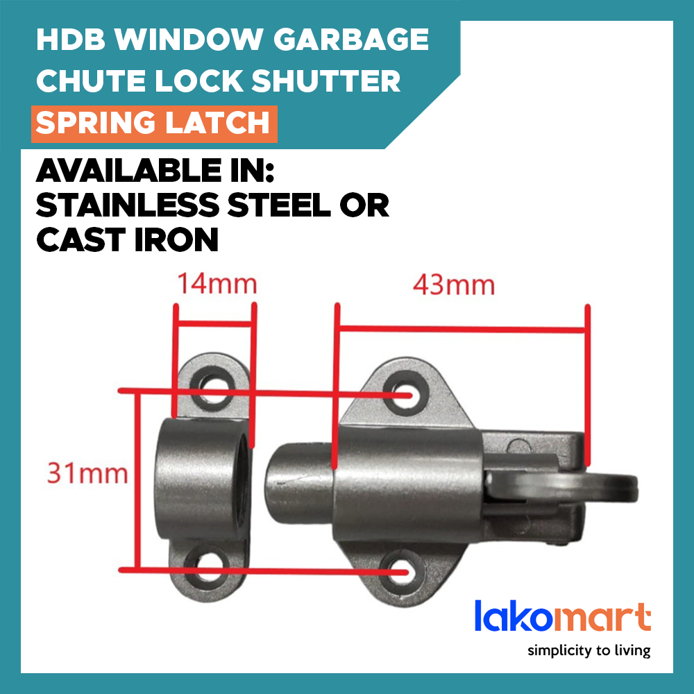 HDB Window Garbage Rubbish Chute Lock Shutter Spring Latch Silver ...