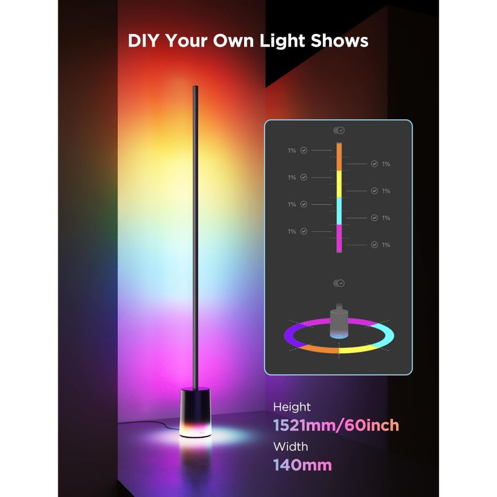 Govee Floor Lamp 2 with Matter, RGBIC Warm Cool White LED Floor