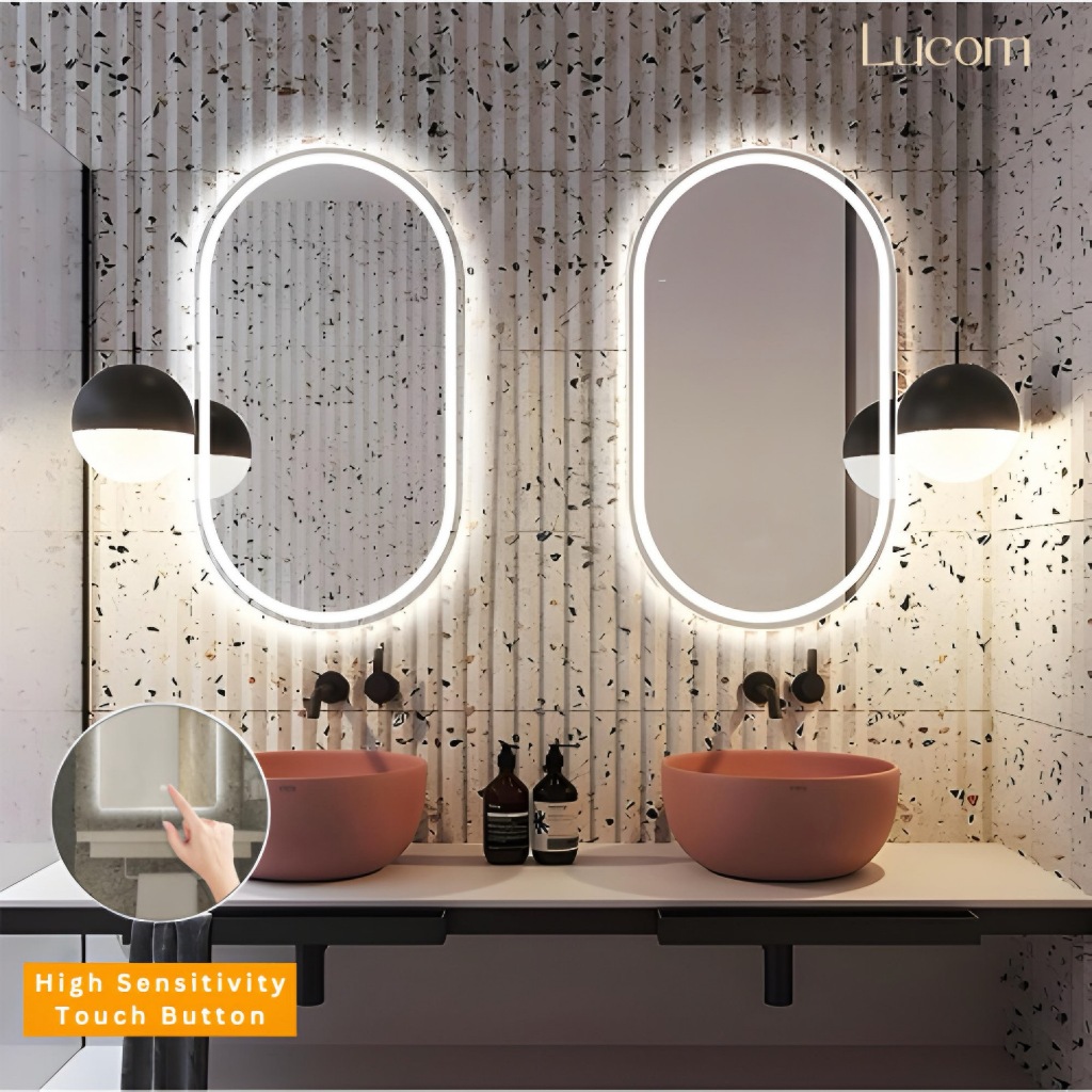 【SG seller】LUCOM 50x80cm 3 Colour LED Mirror Wall/ Bathroom Mirror ...