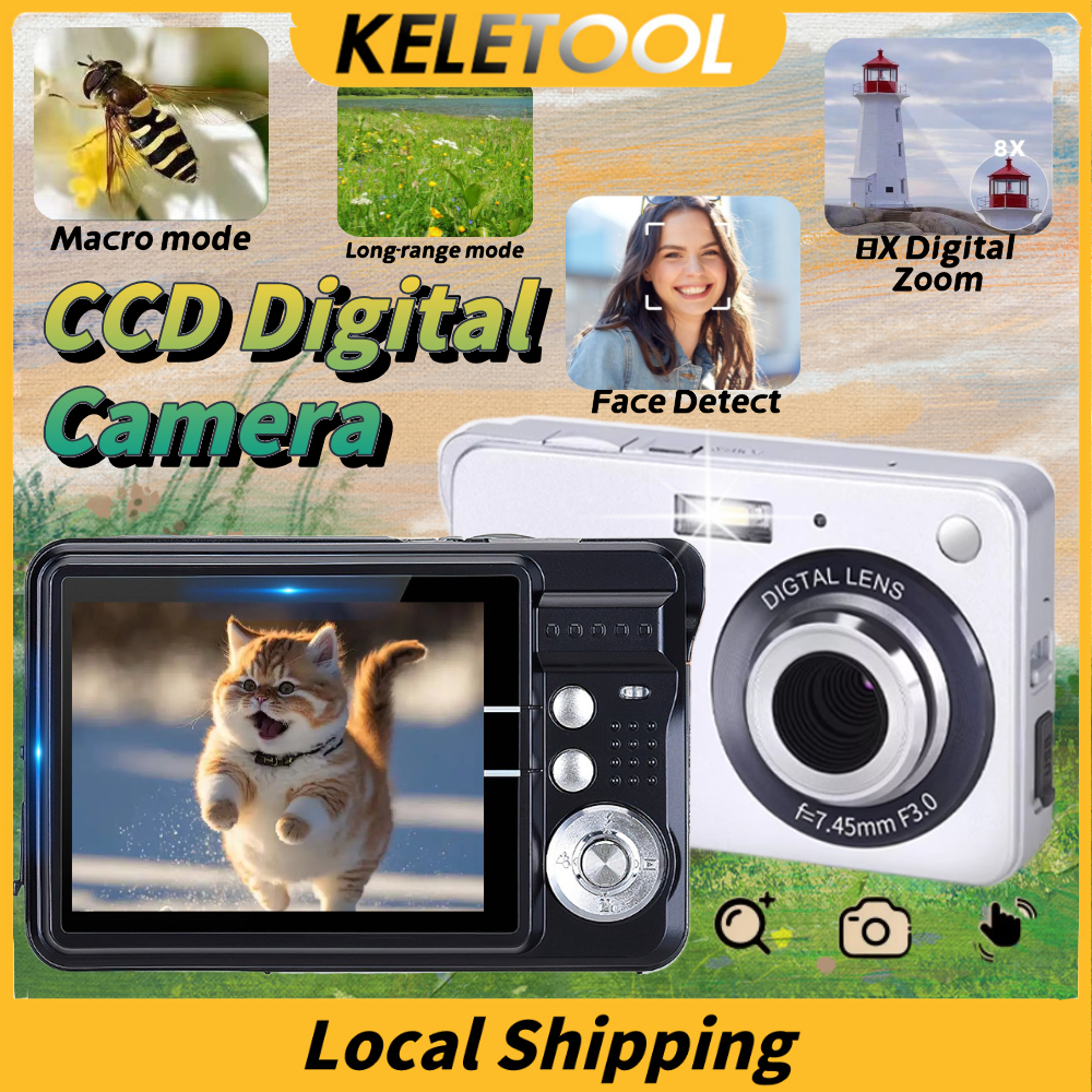 CCD Digital Camera Vintage Digicam Compact Retro Kids Digi Cam Handycam  Video Camcorder Student 相机 8x 4k HD USB