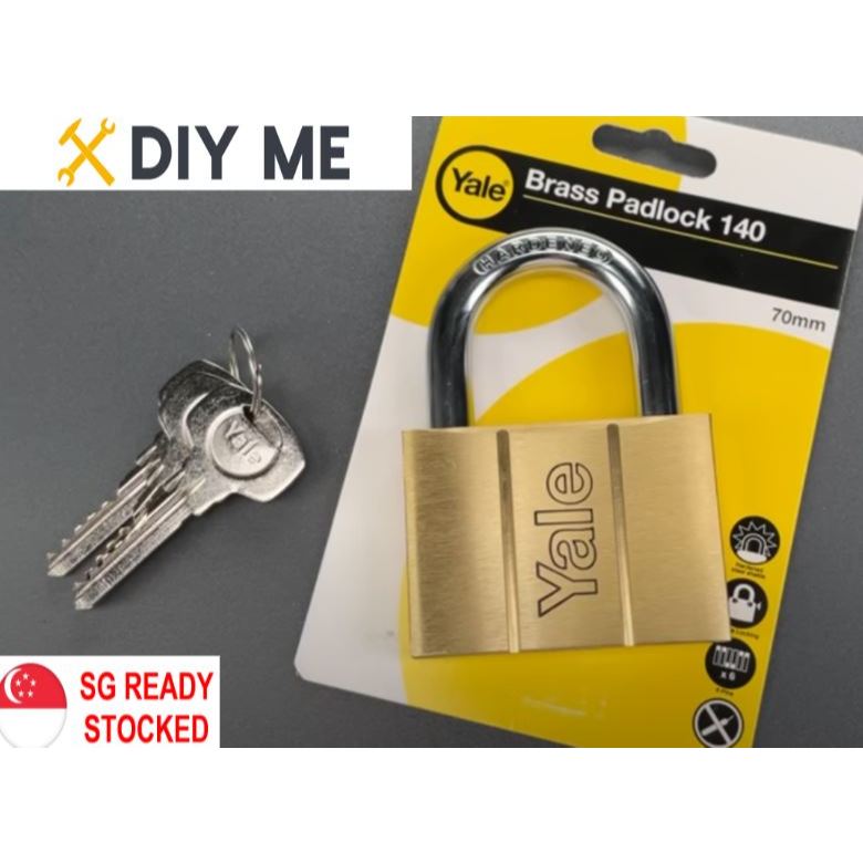 [LOCAL SG] Yale Brass Padlock 140 - High-Security 70mm Lock with 3 Keys ...