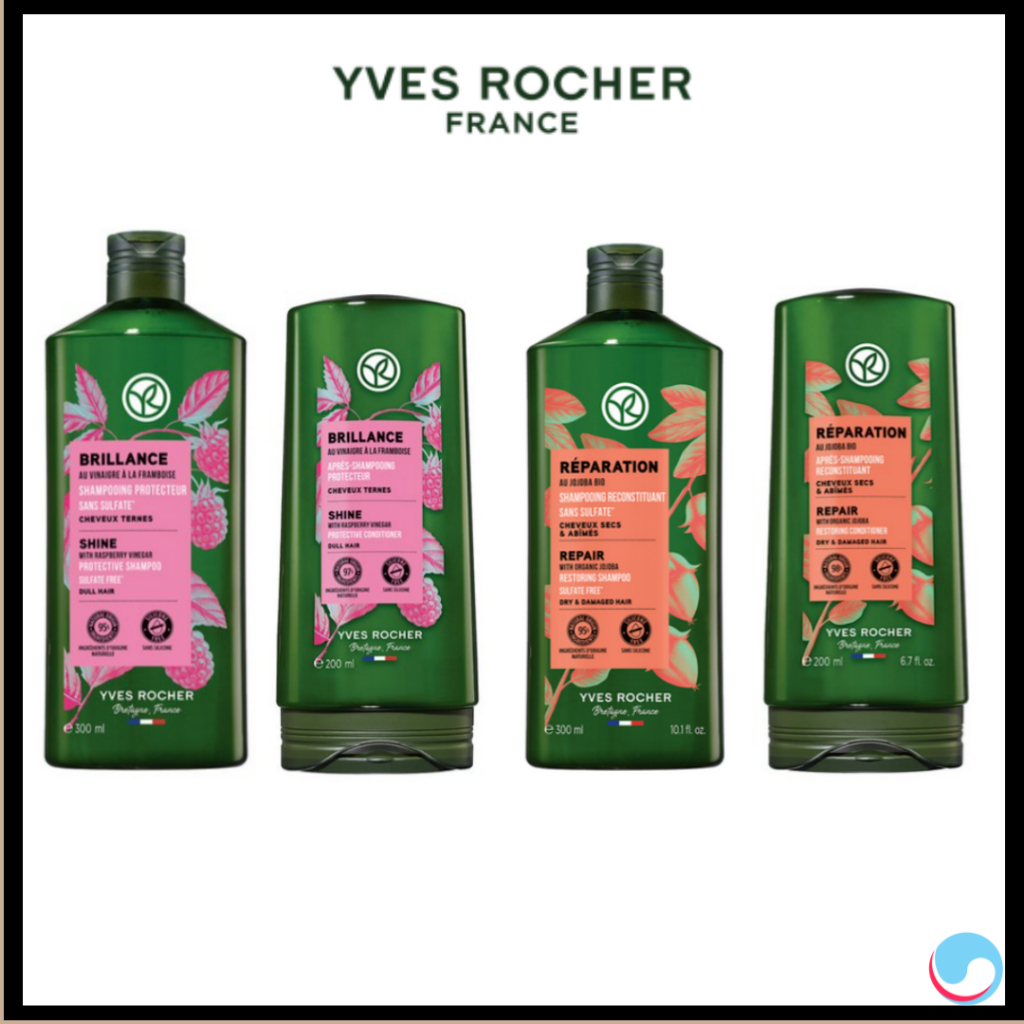 [YVES ROCHER] Raspberry Shine & Repairing Shampoo & Conditioner for Dry ...
