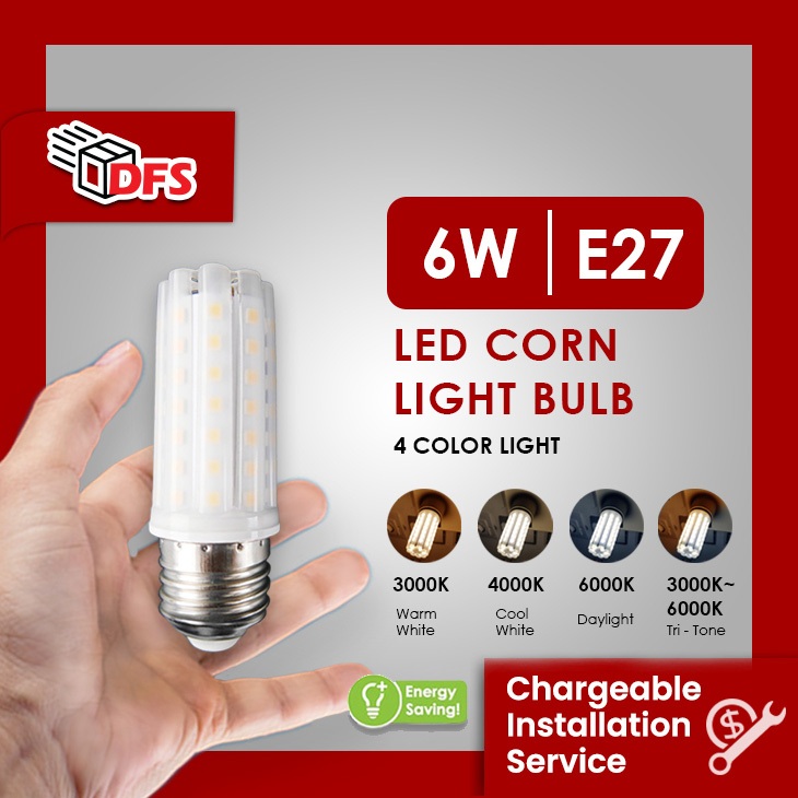 DFS LED LIGHT LED E27 Bulb 6W Three Color Can Choose | Shopee Singapore