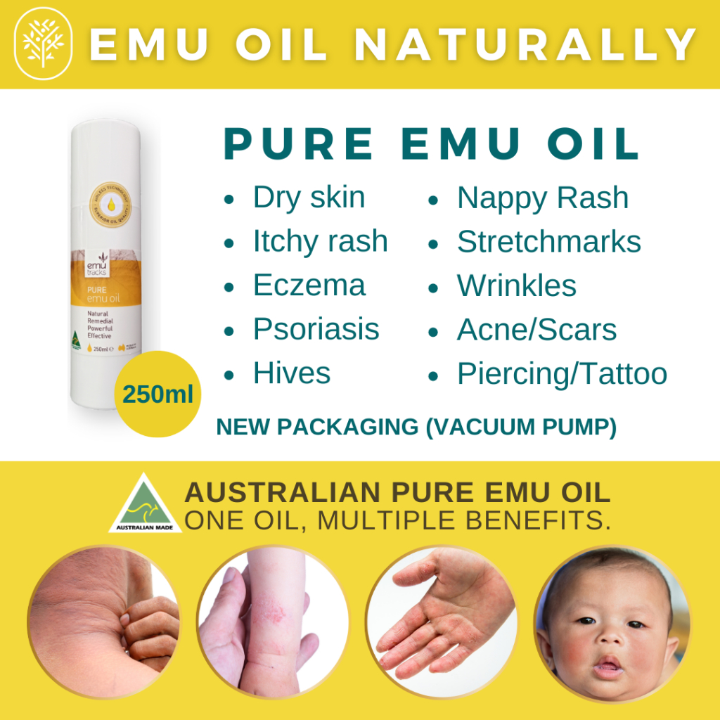 Emu Tracks Pure Emu Oil Australia - 250ml. Relieve Eczema, Dry Itchy ...