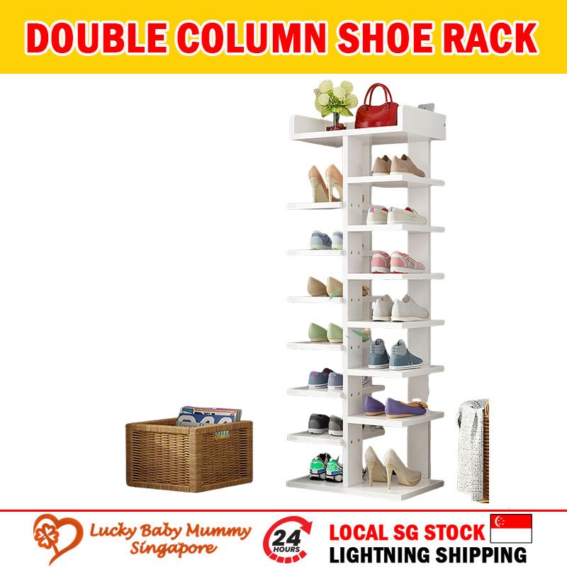 【D287 Doorway double column Shoe Rack】Minimalist Wooden Shoe Shelf/ 7/8 ...