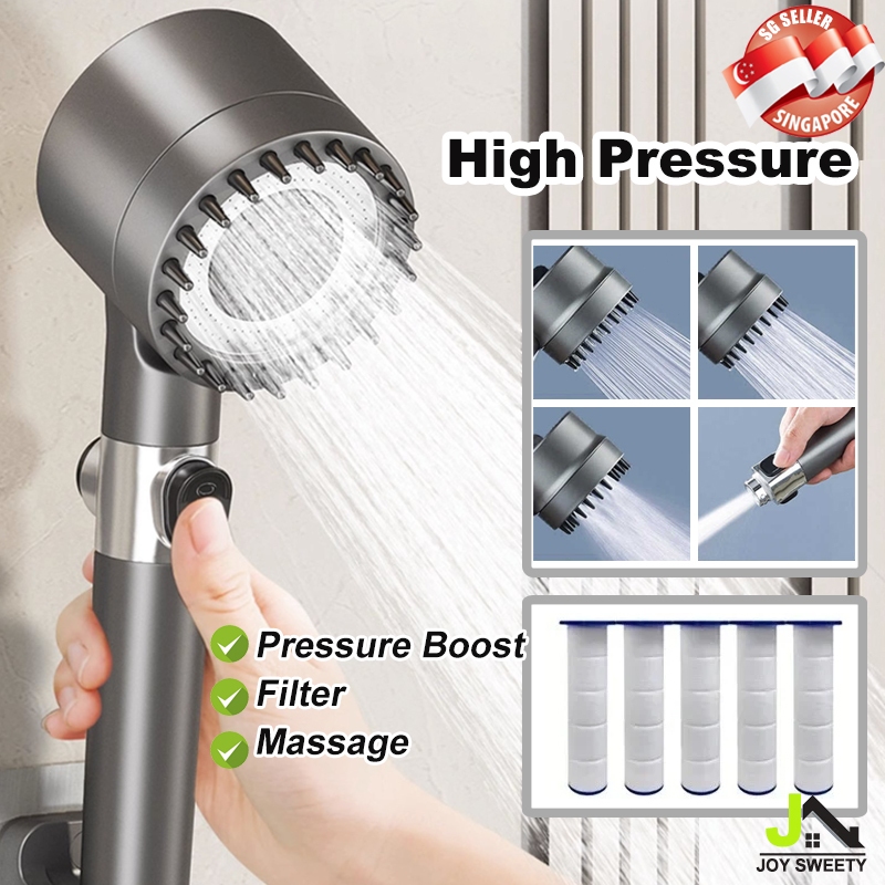 🇸🇬 High Pressure Shower head 3 Mode Water Saving One-Key Stop Water ...