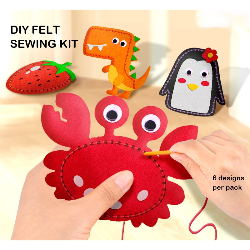 Educational Sewing Craft Kit DIY Sewing Felt Plush Animals Kids ...