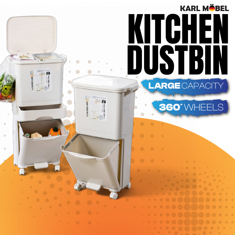 Dustbin Trolley With Wheels Dustbin With Pedal Kitchen Large Dustbin 2/ ...