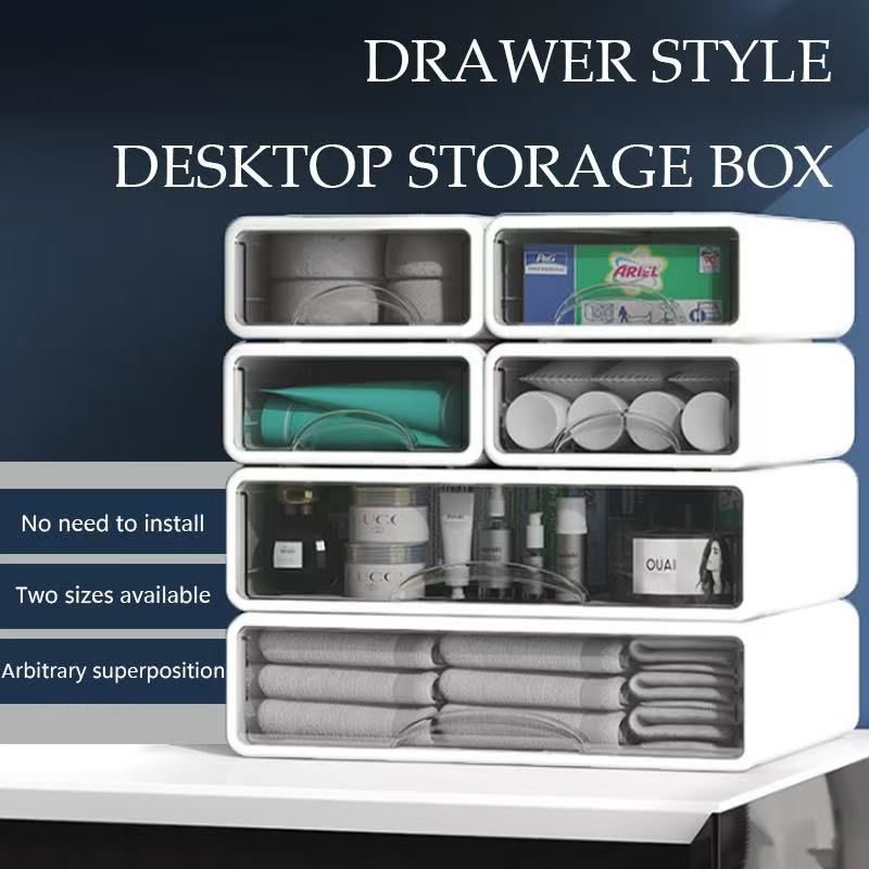 Desktop Storage Box Easy Assembly Desktop Drawer Boxes Stackable ...