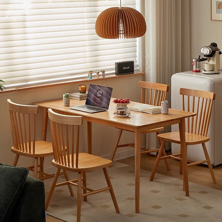 Solid wood dining table for small household dining table log dining ...