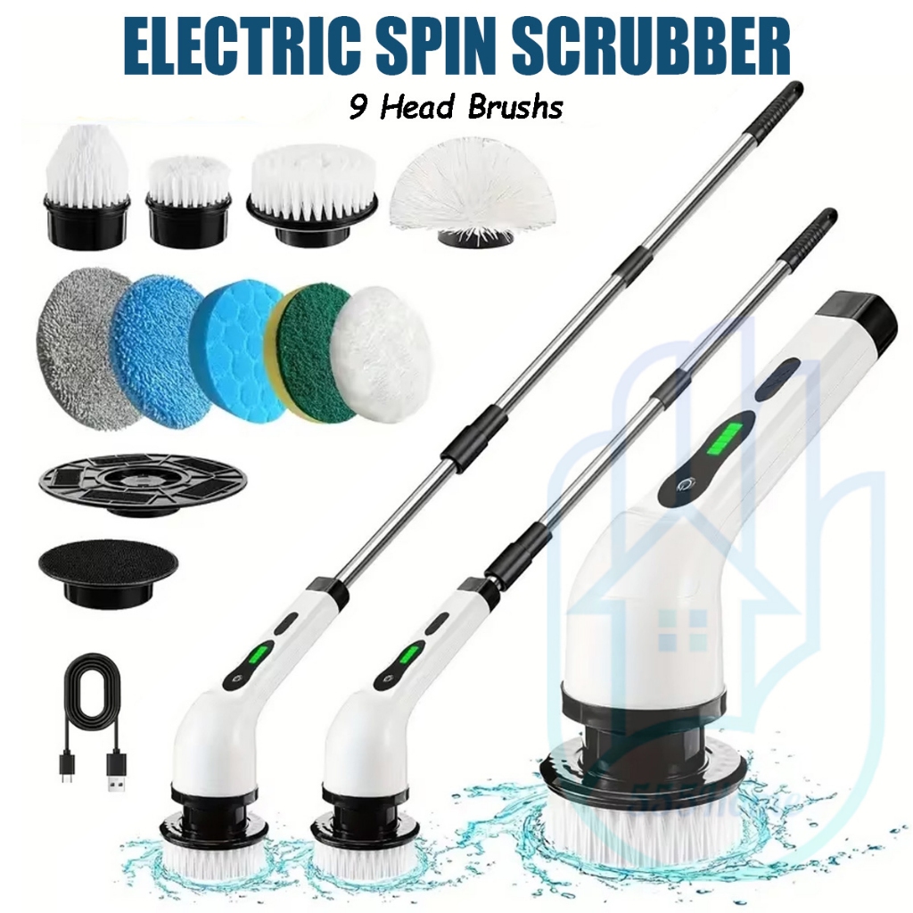 [SG] 9 in 1 Electric Spin Scrubber / Portable Cleaning Brush Set Kit ...