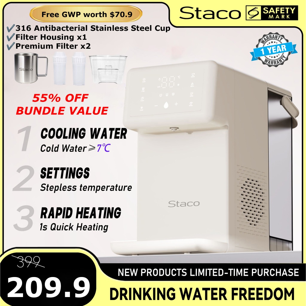 🇸🇬|Staco Hot and 7°C Cold Water Dispenser 4.5L|1s Heat|5 Temps|Free ...