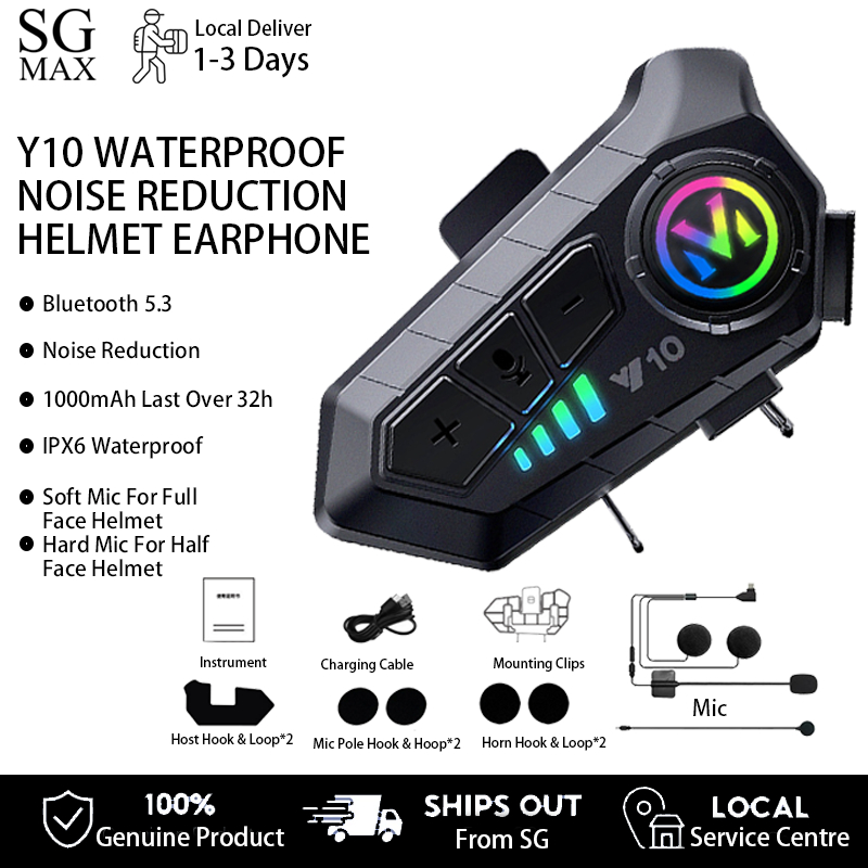 Y10 Earbuds Full Helmet Rider External Intercom Bluetooth Headset ...