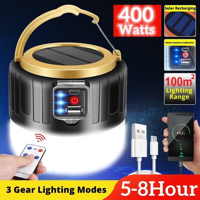 Local Ready Stock Remote Control 400W Solar LED Camping Light ...