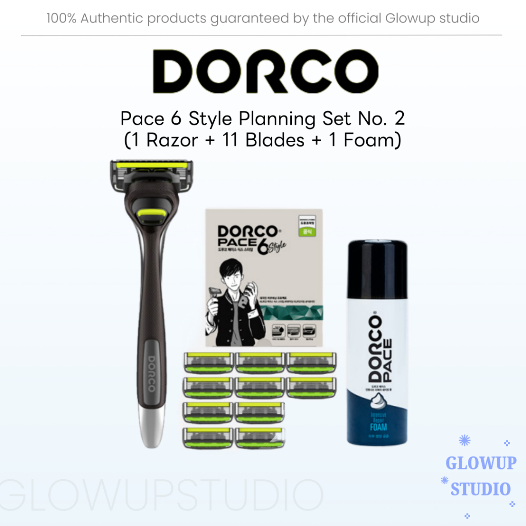 Dorco Pace 6 Style Planning Set No. 2 (1 Razor + 11 Blades + 1 Foam ...