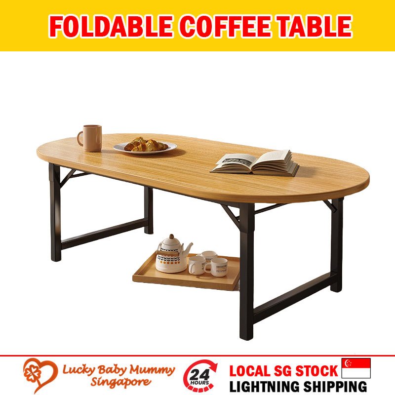 Foldable Steel Wood Coffee Table Living Room Balcony Side Table ...