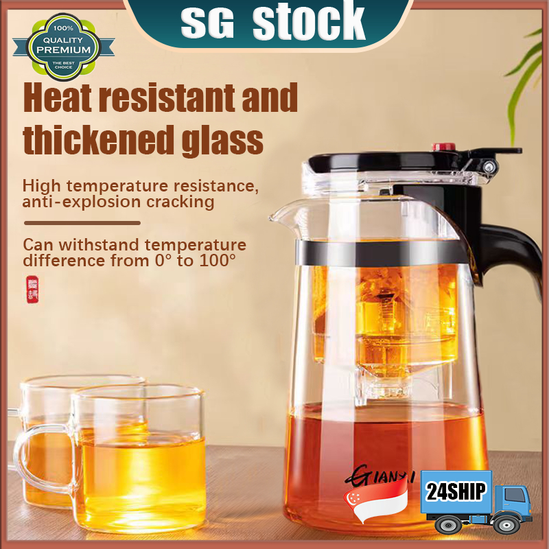 SG Stock High borosilicate heat-resistant glass teapot Tea Set Chinese ...