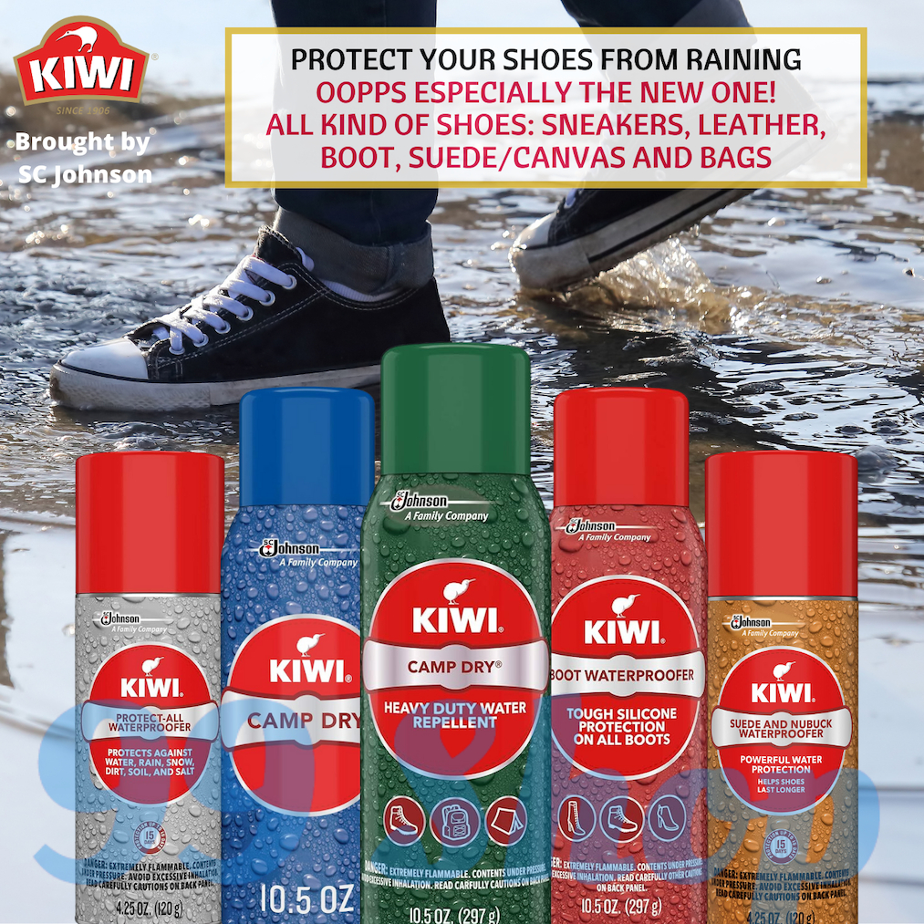 KIWI Shoes Bags Sneakers Boots Canvas Suede Camp Patio Waterproofer Tough Silicone Waterproof Spray fro Rain Salt Snow