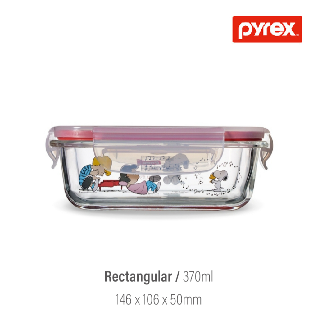 Pyrex Snoopy 4-sided Sealed Glass Food Container | Shopee Singapore