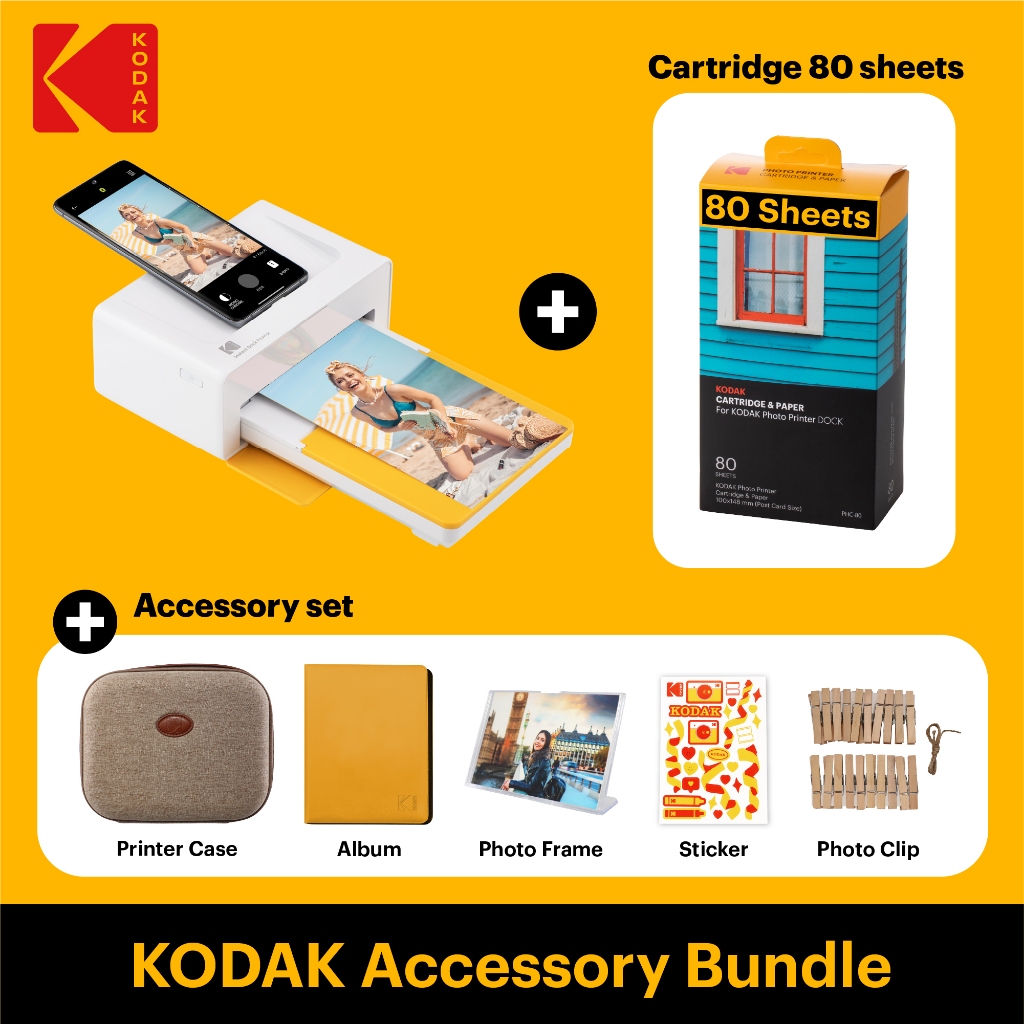 Kodak Instant Dock 4x6 Photo Printer newest Plus Cartridge & 80-Sheet Paper Bundle NEW