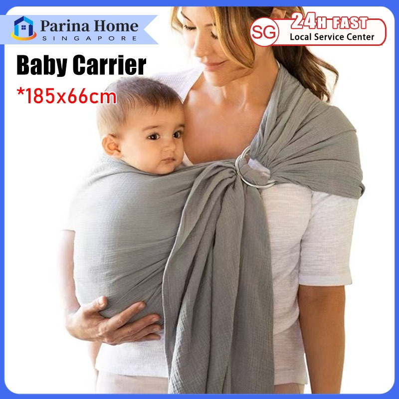 【SG】Double Ring Sling Baby Carrier Newborn Adjustable Muslin Infant ...