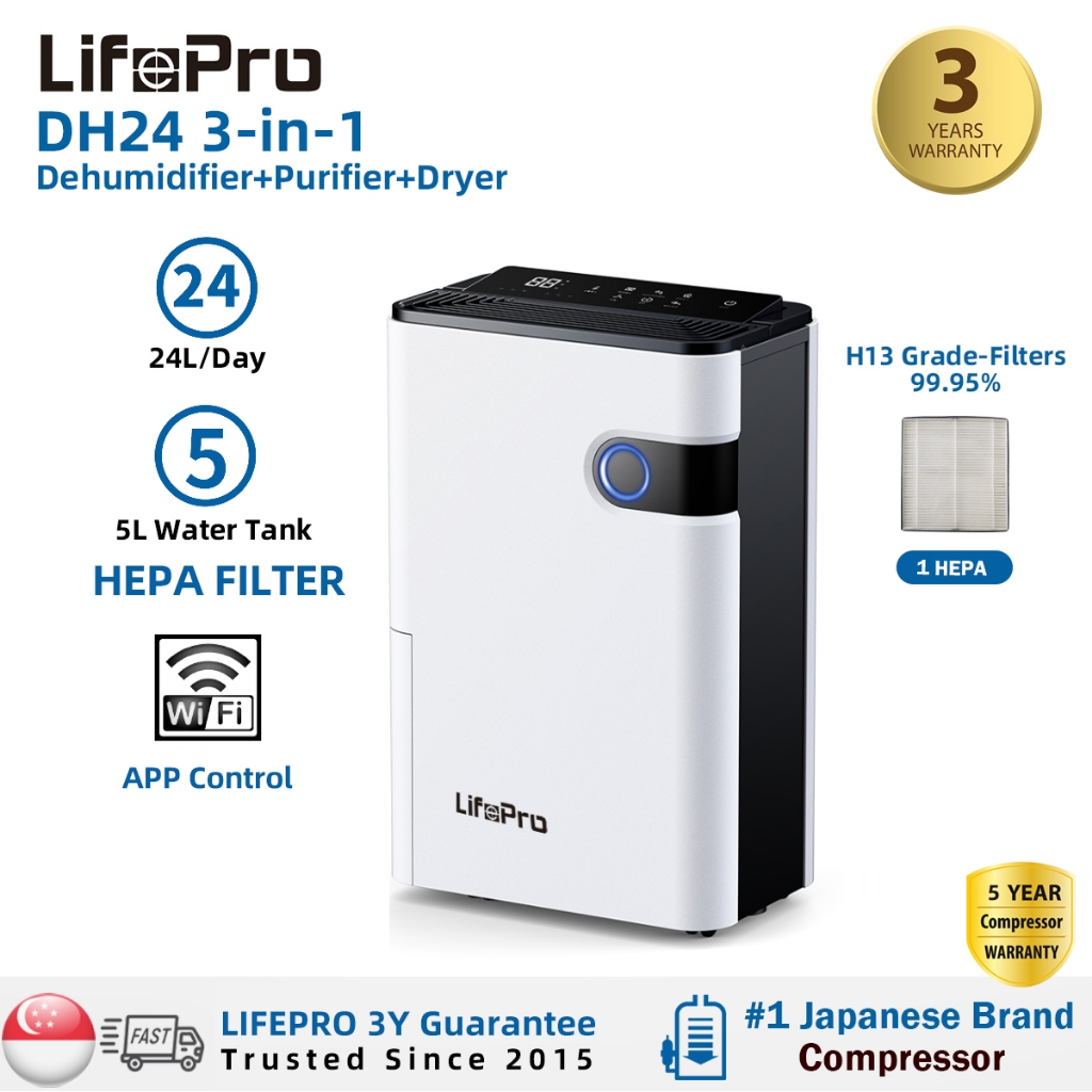 Dehumidifier/Air Purifier | LifePro DH24 Compressor Dehumidifier | HEPA ...