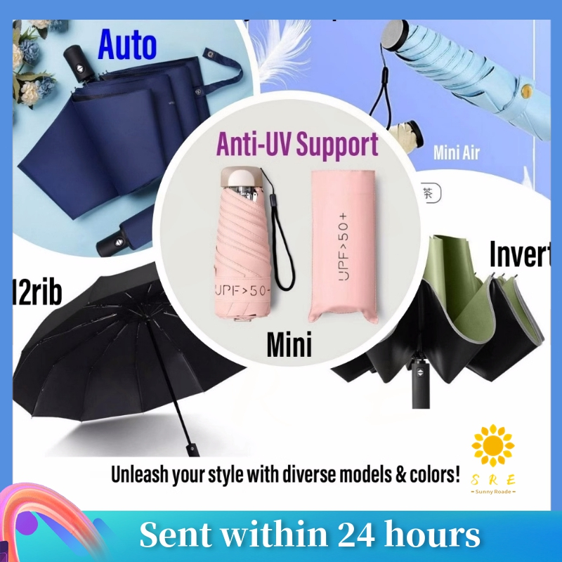COD】 Umbrella Mini Pocket Automatic UV Inverted Reverse