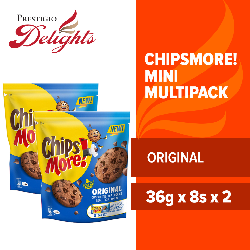 [Bundle of 2] Chipsmore Original Chocolate Chip Cookies Multipack (8 x ...