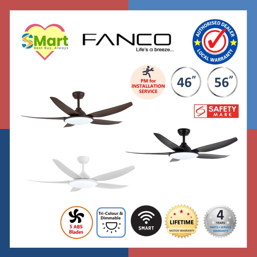 Fanco Tributo DC Motor Ceiling Fan with 3 Tone 36W Ultra Bright LED ...