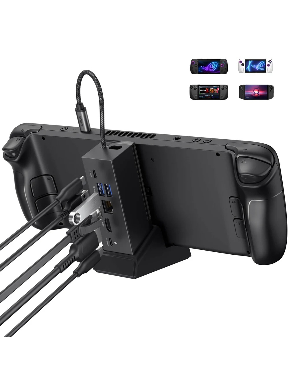 JSAUX ROG Ally X Docking Station 6-IN-1 USB C Dock Hub for Steam Deck ...