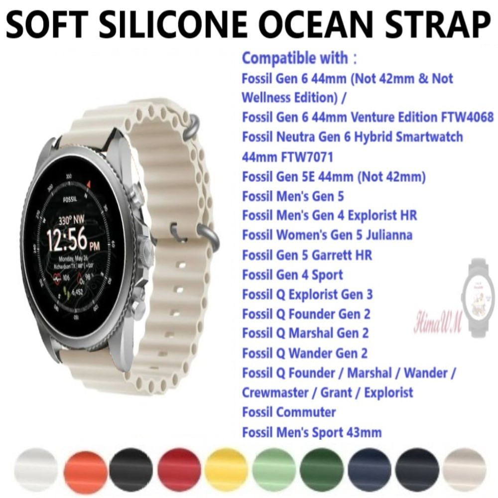 Ready Stock Soft Silicone Ocean Strap Band Accessories for Smart Watch Fossil Gen 6 Hybrid Venture Edition Gen 5e Gen 5 Gen 4 Gen 3 Fossil Q