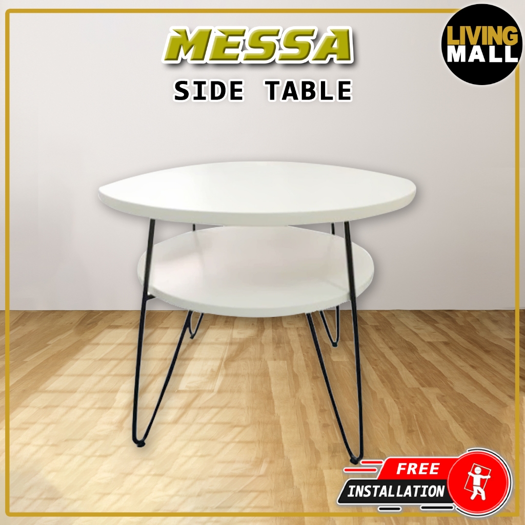 Living Mall Messa Round Contemporary Side Table In White Colour ...