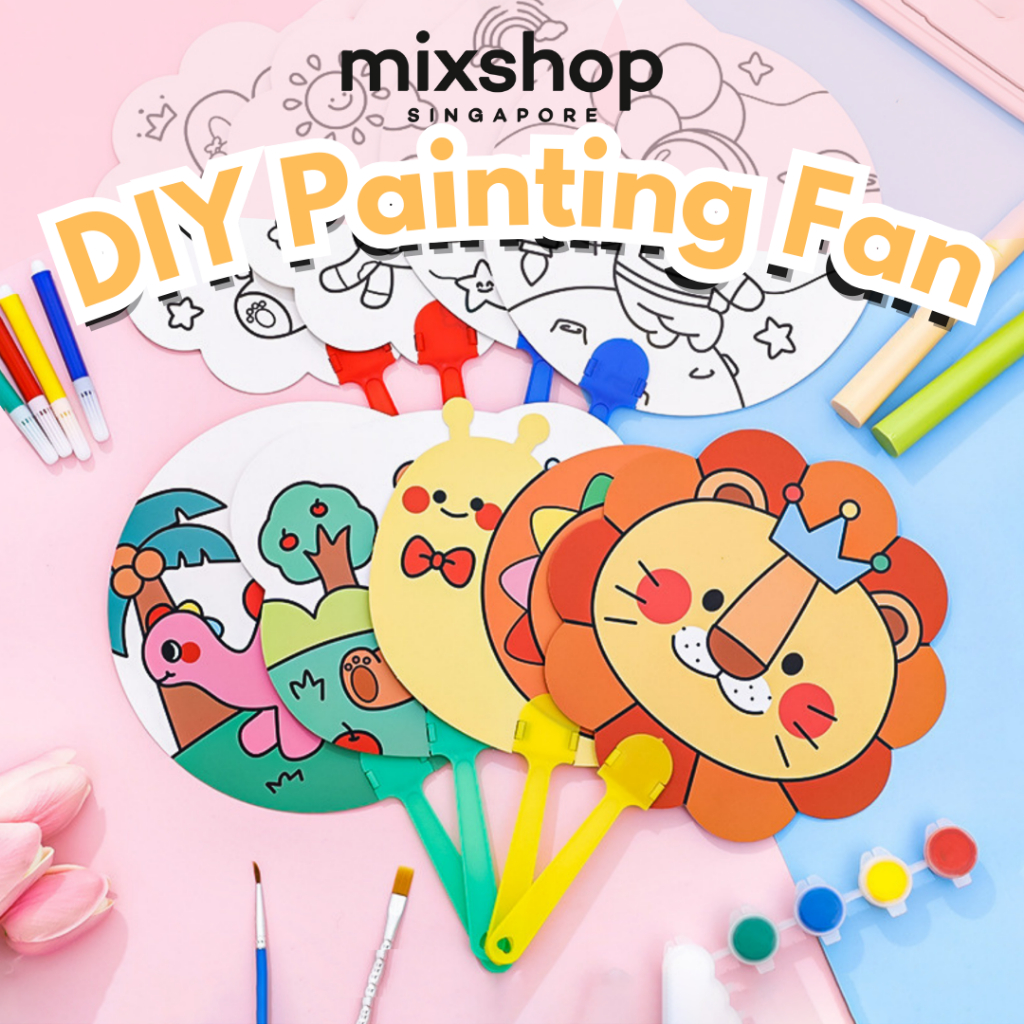 mixshop DIY Painting Paper Fan, Colouring, Art Craft, Painting, Party ...