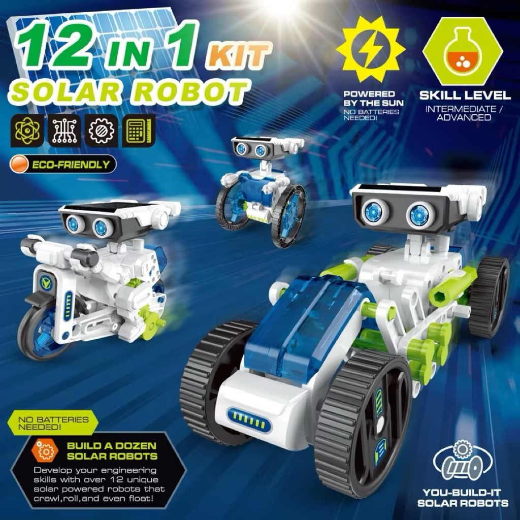 12-in-1 Solar Robot Kit for Kids Solar Powered STEM Educational ...