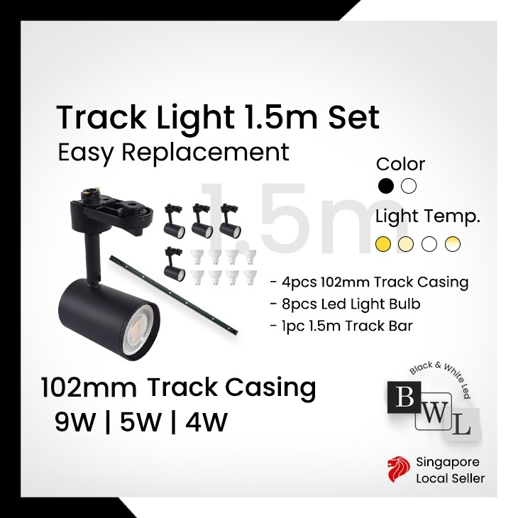 BWL LED LIGHT LED Track Light 4pcs Track Light With 1.5m Track Complete Set Shopee Singapore