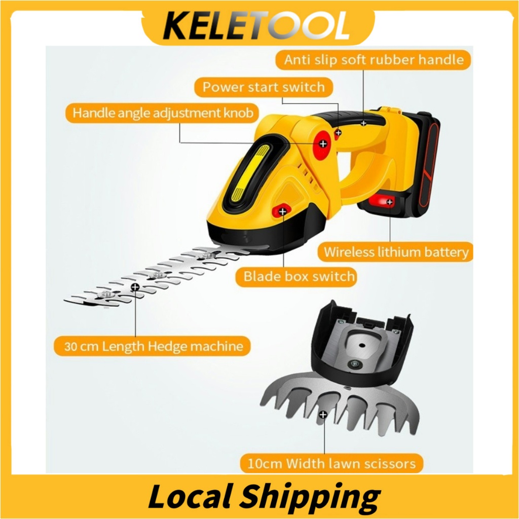 2 in1 Cordless Grass Hedge Trimmer Cutter Electric Plant Cutting ...