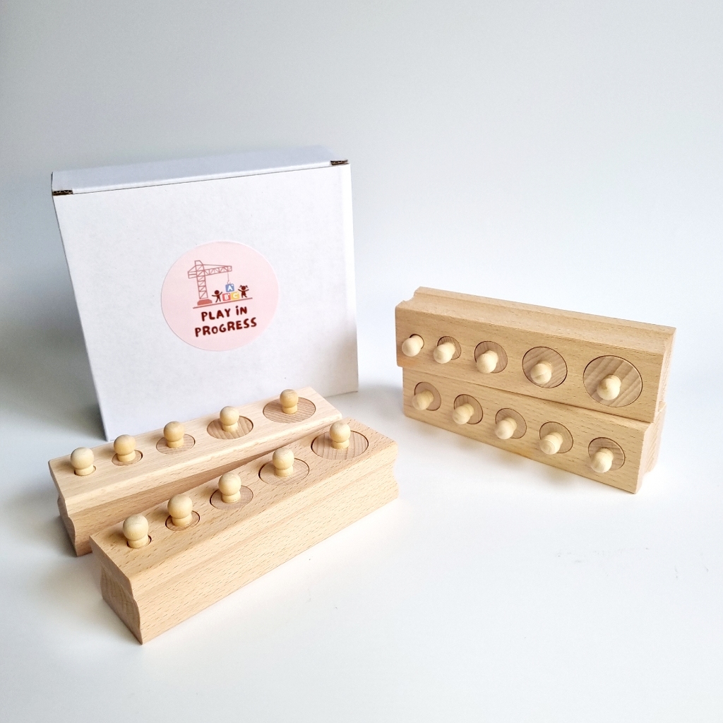 Montessori Wooden Knobbed Cylinder Blocks | Kids Preschool Educational ...