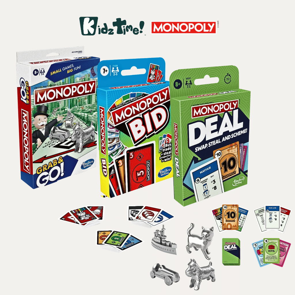 Kidztime x Monopoly Card Games/Monopoly Bid/Monopoly Deal Refresh ...