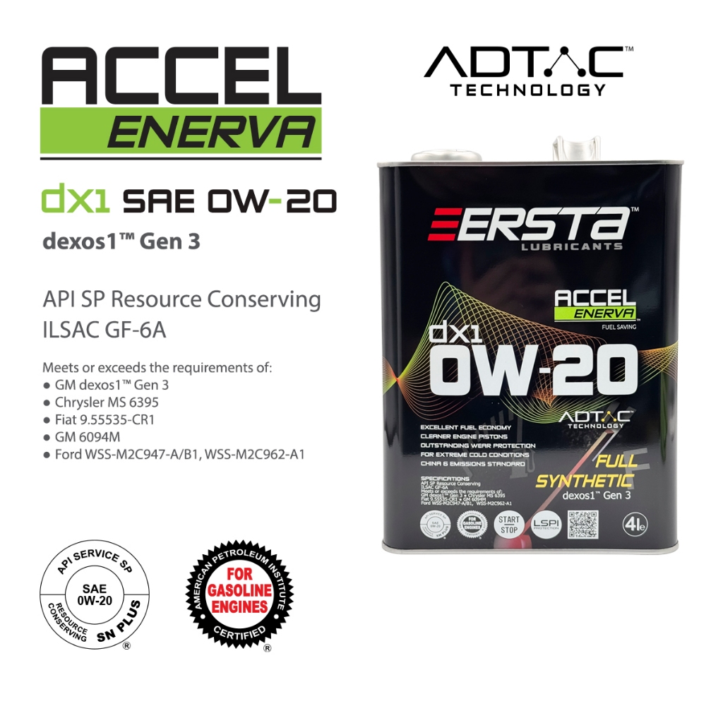 EERSTA Accel Enerva DX1 SAE 0W-20 Full Synthetic Engine Oil (4 Liters ...